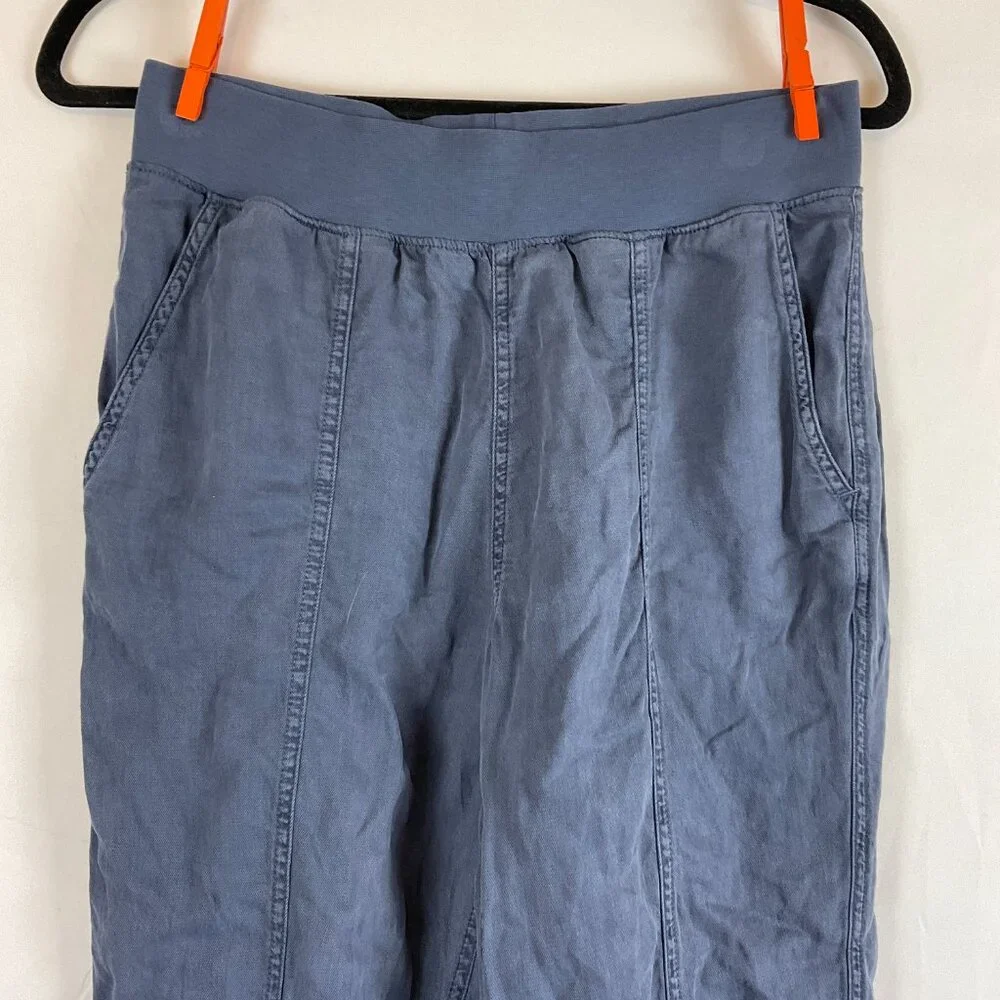 Faherty Pants S Blue Elastic Waist Tapered Leg Pockets